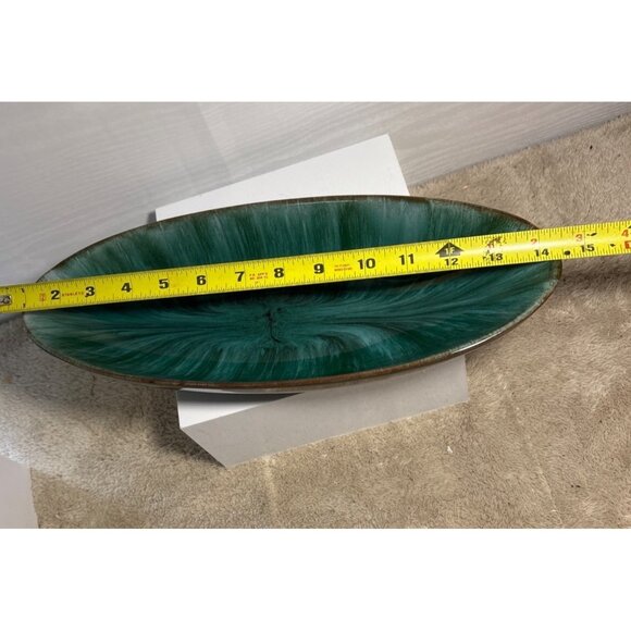 Blue Mountain Pottery Bowl Oval Serving Decorative Canada 14" Green Black MCM - Picture 4 of 7